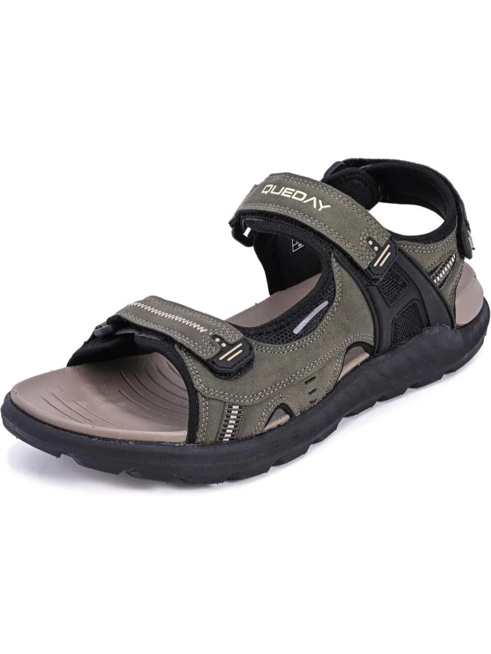 Men's Green Hiking Sandals With Arch Support Casual Rubber Athletic Shoes